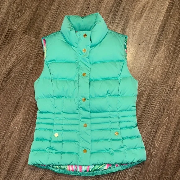 Lilly Pulitzer Teal Puffer Vest - Picture 1 of 7